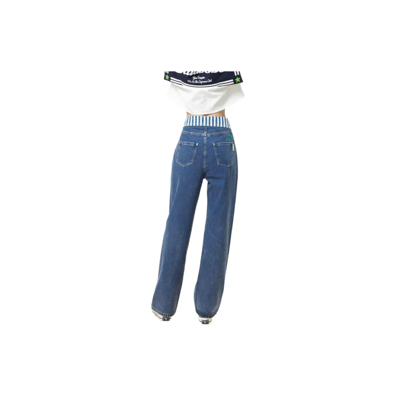 LALABOBO Jeans Women's Medium Blue White-5