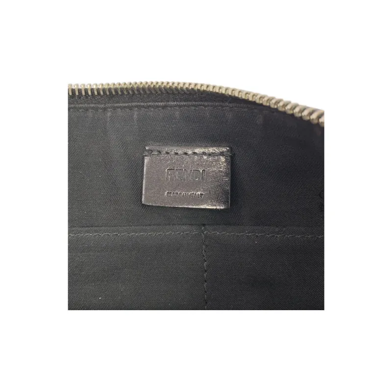 FENDI PVC Clutch Men's Black Yellow-8