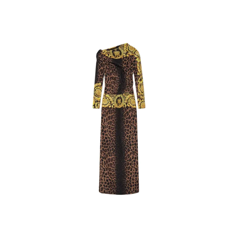 VERSACE Barocco-print Smocked Gown-1