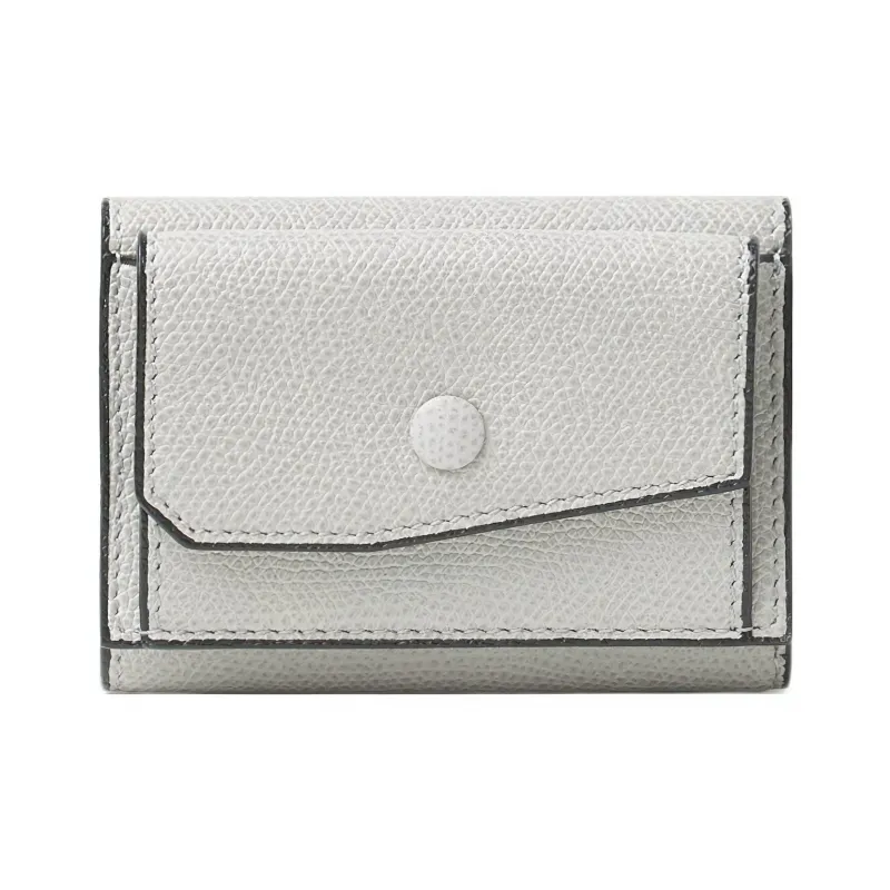 Valextra Pocket Grain Calfskin Coin Purse Men's Smoke Gray-0