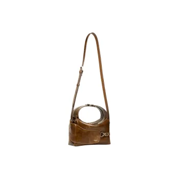 UNIFINGER Hand Rubbed Waxed Top Grain Cow Leather Handbag Women's Tortoiseshell/Light Coffee