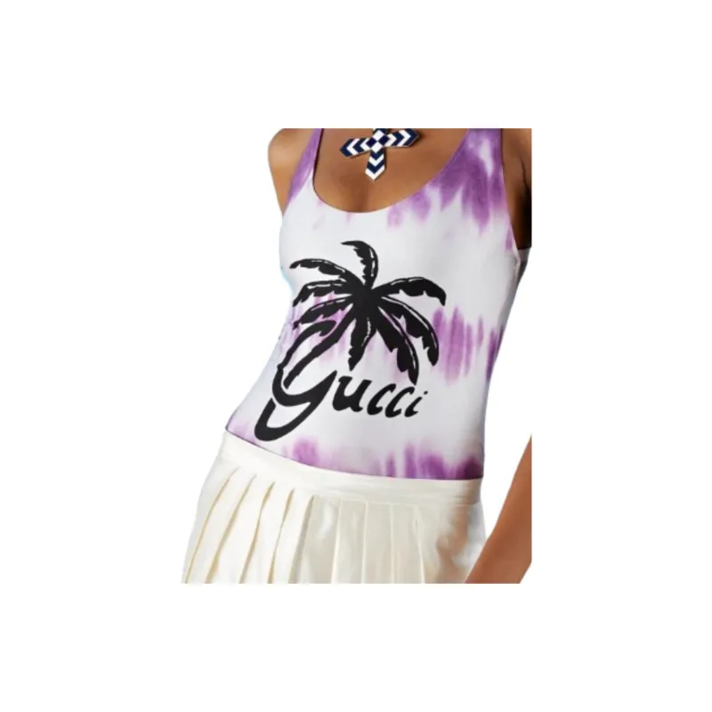 GUCCI Tie-dye Lycra Bodysuit Purple-4
