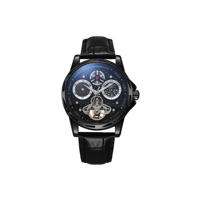 Dulunwe Automatic Mechanical Movement Leather Watch Bands Watch Men's Watches Cut-Out Dial-4