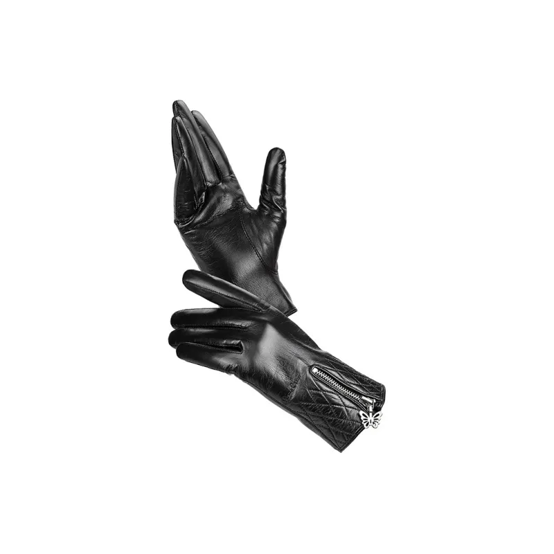 PIERRE CARDIN Sheepskin Goatskin Gloves Women's Black-1