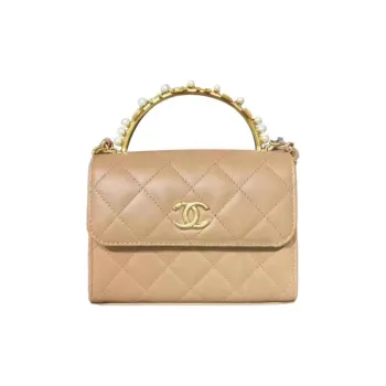 CHANEL Sheepskin Small Square Bag Shoulder Bag, Crossbody Bag Women's Milk Tea/Beige