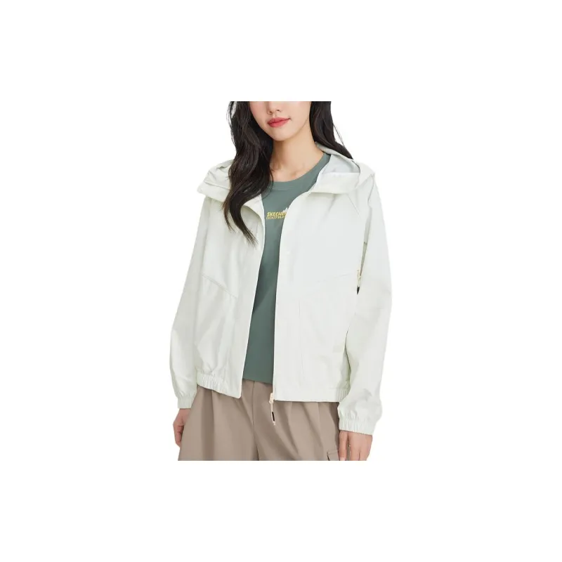 Skechers Jackets Coats Women's Cream Beige White-2