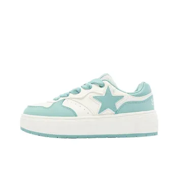 QIAODAN Anti Slip Wear Resistant Low Top Skateboard Shoes Women's Cyan White