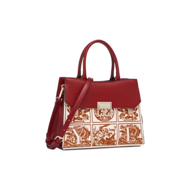 YEARCON Synthetic Leather Tote Bag, Shopping Bag, Shoulder Bag, Handbag Tubas Women's Apricot/Burgundy-4
