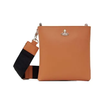 Vivienne Westwood Saffiano Artificial Leather Messenger Bag, Crossbody Bag, Shoulder Bag Men's Orange