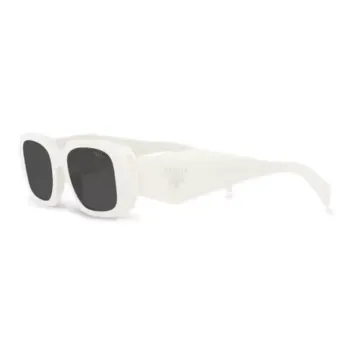 PRADA Acetate Rectangular Sunglasses Women's White