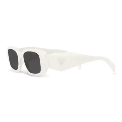 PRADA Acetate Rectangular Sunglasses Women's White