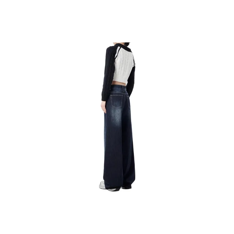 YINLEI Jeans Women's Dark Blue-4