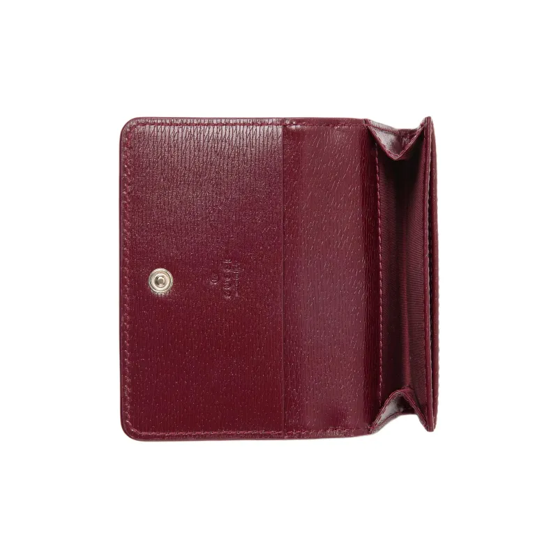 GUCCI Leather Card Holder Women's Red-4