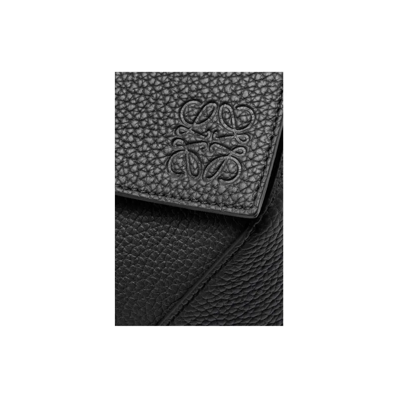 LOEWE Puzzle Grained Calfskin Shoulder Bag Crossbody Bag Handbag Large Size Women's Black-6