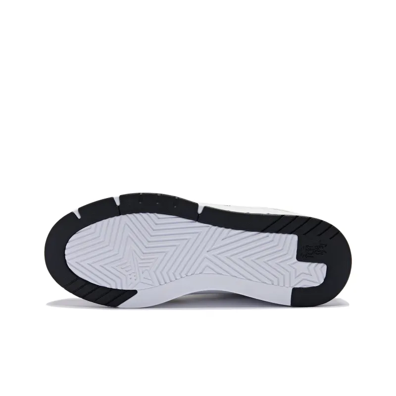 QIAODAN Anti Slip Wear Resistant High Top Skateboard Shoes Men's White Black-4