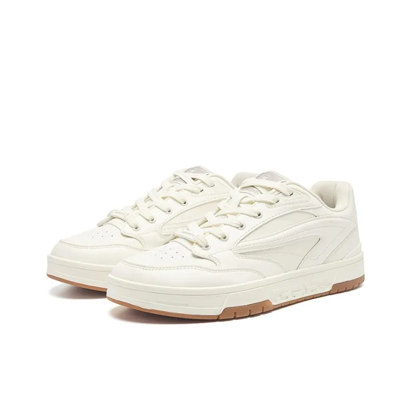 QIAODAN Anti Slip Wear Resistant Low Top Skateboard Shoes Men's White-3