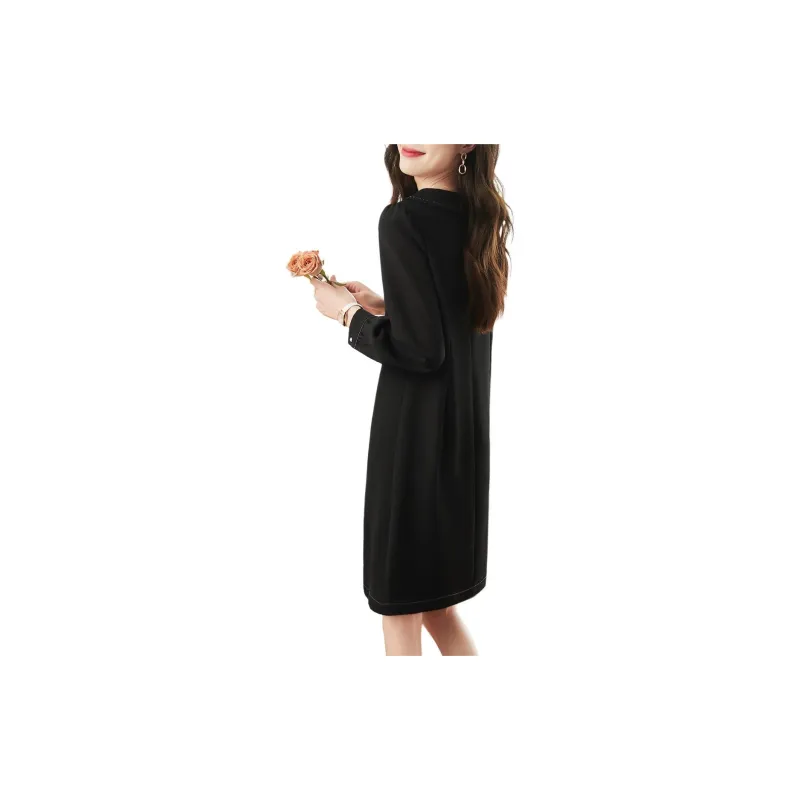 Mo Han Yi Mei Long Sleeved Dresses Women's Black-1