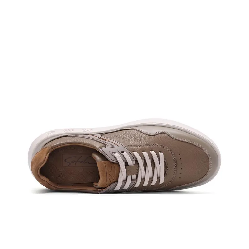 Satchi Slip Resistant Cushioning Wear Resistant Lightweight Breathable Low Top Skateboard Shoes Men's Khaki 4CM-3