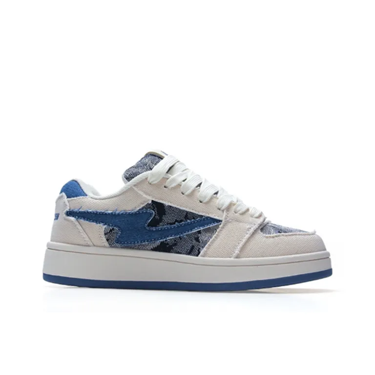 ABCYLM Coverage Slip Resistant Cushioning Impact Resistance Wear Resistant Low Top Skateboard Shoes Women's Denim Blue-3