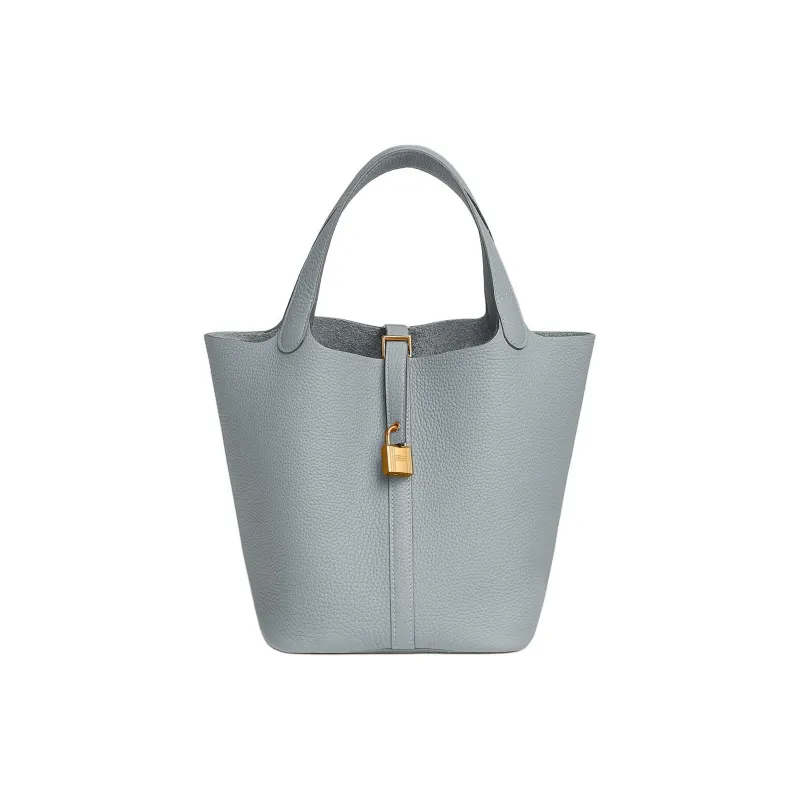 HERMES Picotin Lock Clemence Calfskin Basket Bag, Bucket Bag, Handbag Women's 8U Bleu Glacier Blue-0