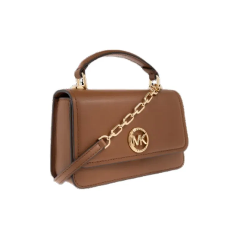 MICHAEL KORS Delancey Leather Shoulder Bag, Crossbody Bag, Handbag Women's Brown-1