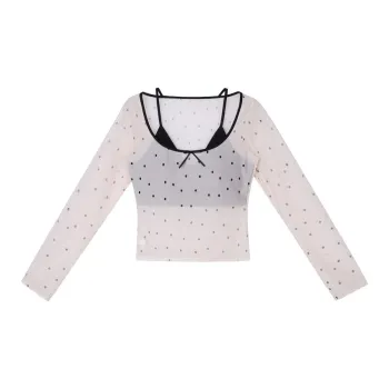 Joycefuuu Bra Undershirts Women's Light Apricot Polka Dot