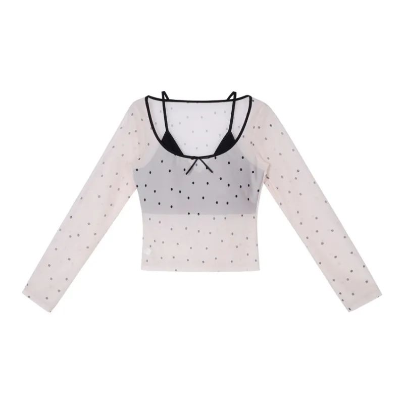 Joycefuuu Bra Undershirts Women's Light Apricot Polka Dot-0