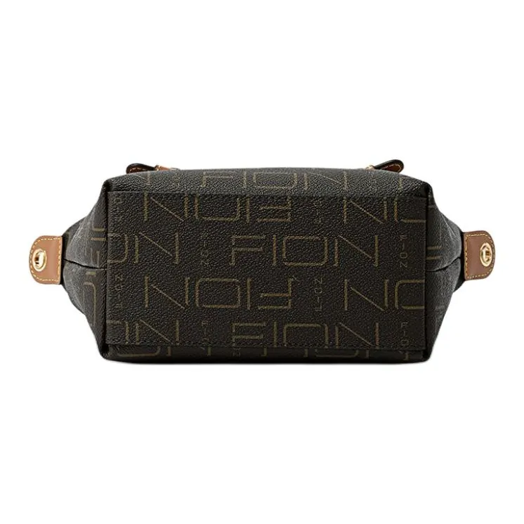 FION Artificial Leather Dumpling Bag, Shoulder Bag, Crossbody Bag, Handbag Medium Size Women's Coffee & Tea Brown-3