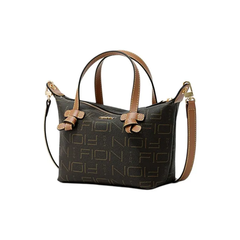 FION Artificial Leather Dumpling Bag, Shoulder Bag, Crossbody Bag, Handbag Medium Size Women's Coffee & Tea Brown-1
