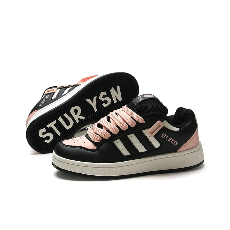STUR YSN Wear resistant And Lightweight Low Top Skateboard Shoes Unisex Black Pink-6