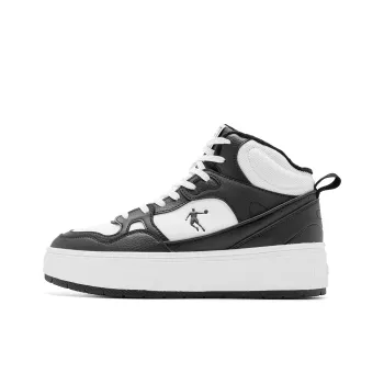 QIAODAN Thermal Slip Resistant And Abrasion Resistant Mid Top Skateboard Shoes Women's White Black