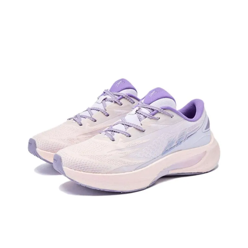 QIAODAN Flying Shadow 4.0 Slip Resistant Cushioning Low Top Casual Running Shoes Women's Pink Purple-3