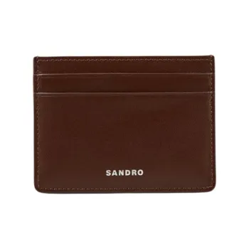 Sandro Cow Leather Card Holder Mini Men's Brown Yellow