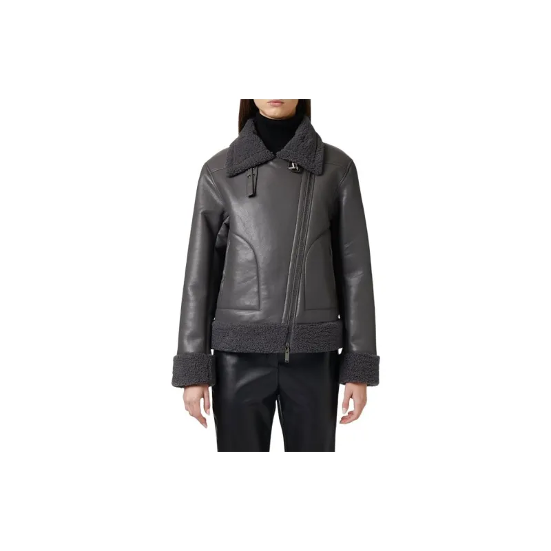 Iceberg Leather Jacket Women's Dark Gray-2