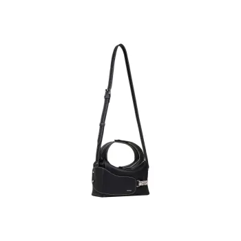 UNIFINGER Buffalo Grain Top Grain Cow Leather Crossbody Handbag Women's Black/White