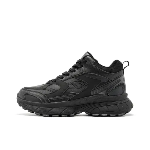 QIAODAN Warm Cushioning Height Increasing Wear Resistant Slip Resistant High Top Casual Shoes Men's Black