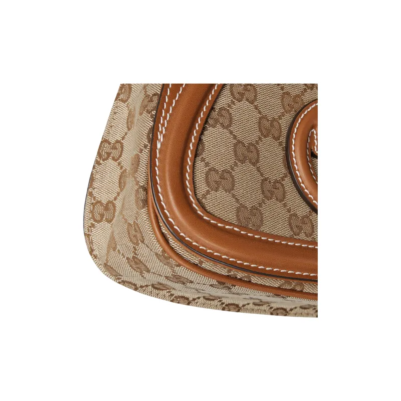 GUCCI Blondie Canvas Bag, Crossbody Bag, Shoulder Bag Mini Unisex Beige & Dark Brown-5
