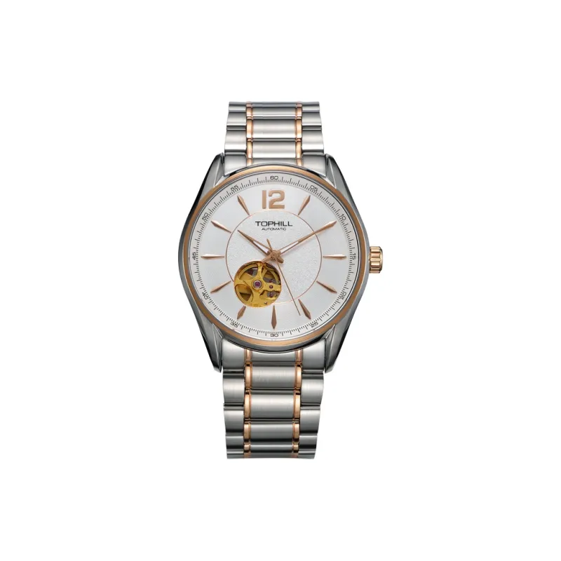 TOPHILL Automatic Mechanical Movement Stainless Steel Strap Watch Men's Watches White Dial-10