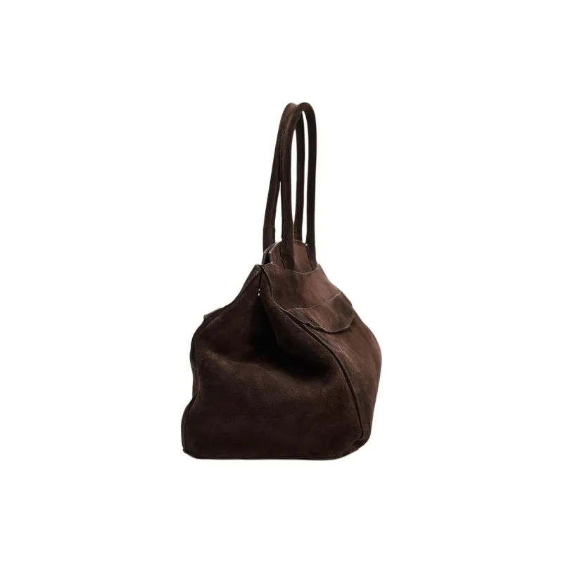 ZARA Cow Leather Shoulder Bag Women's Brown-3
