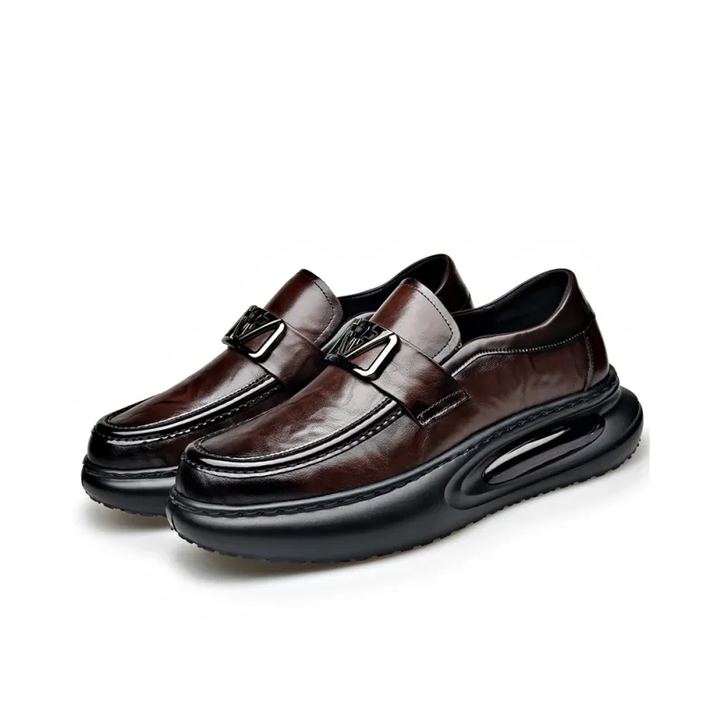 Xiwencha Men's Casual Shoes Men Low Top Black/Brown-6