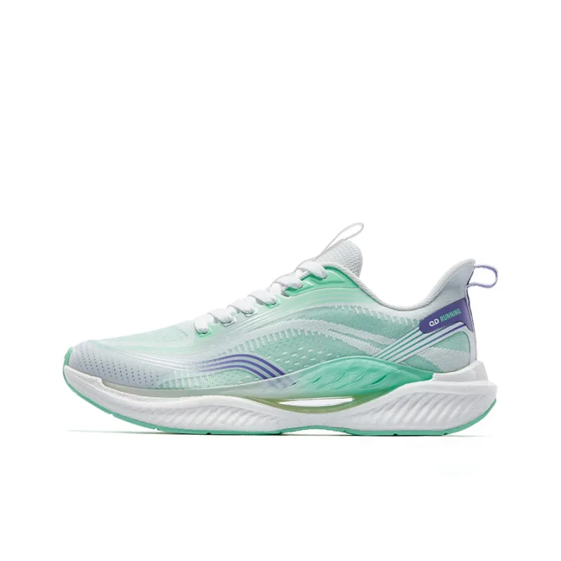 QIAODAN Anti Slip Wear Resistant Low Top Casual Running Shoes Men's Green White-0