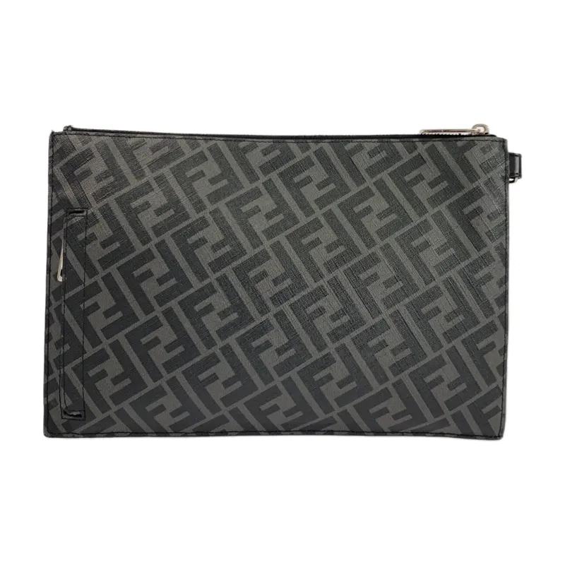 FENDI PVC Clutch Men's Black Yellow-2