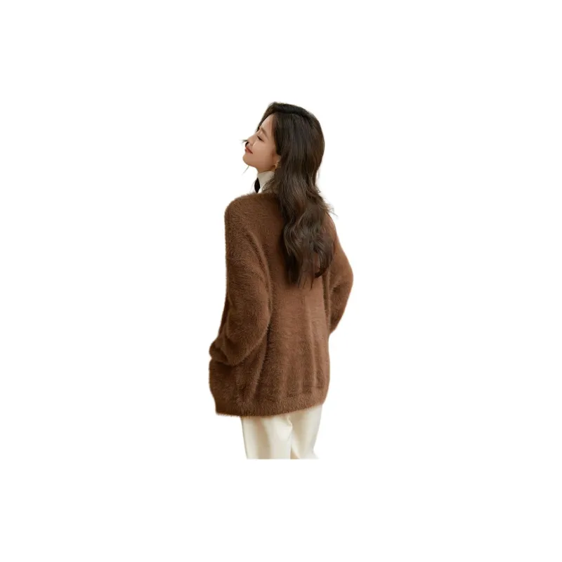 Mo Han Yi Mei Velvet feel Coat Women's Coffee-1