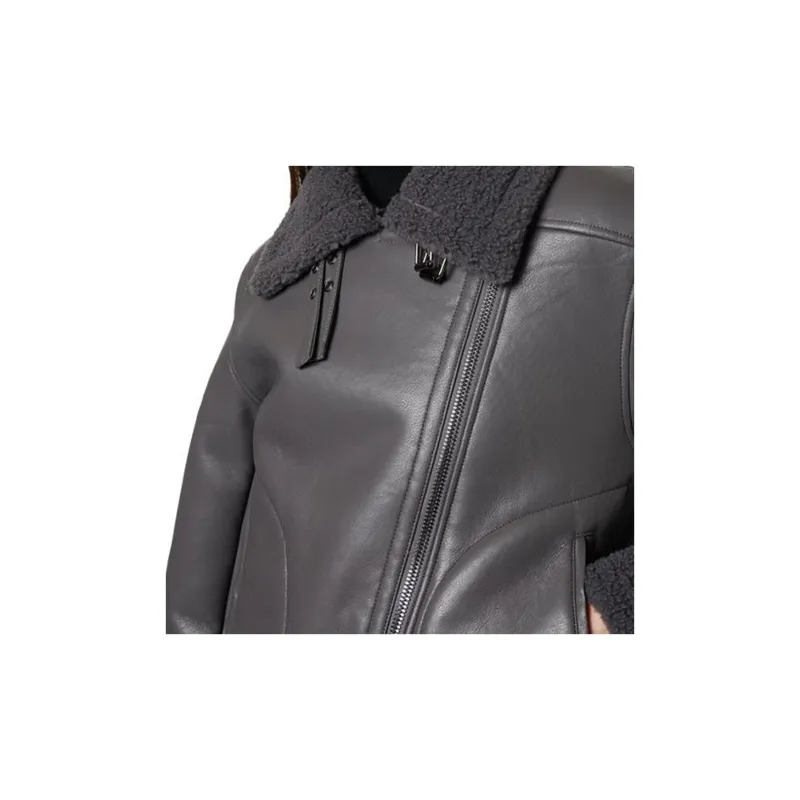 Iceberg Leather Jacket Women's Dark Gray-5