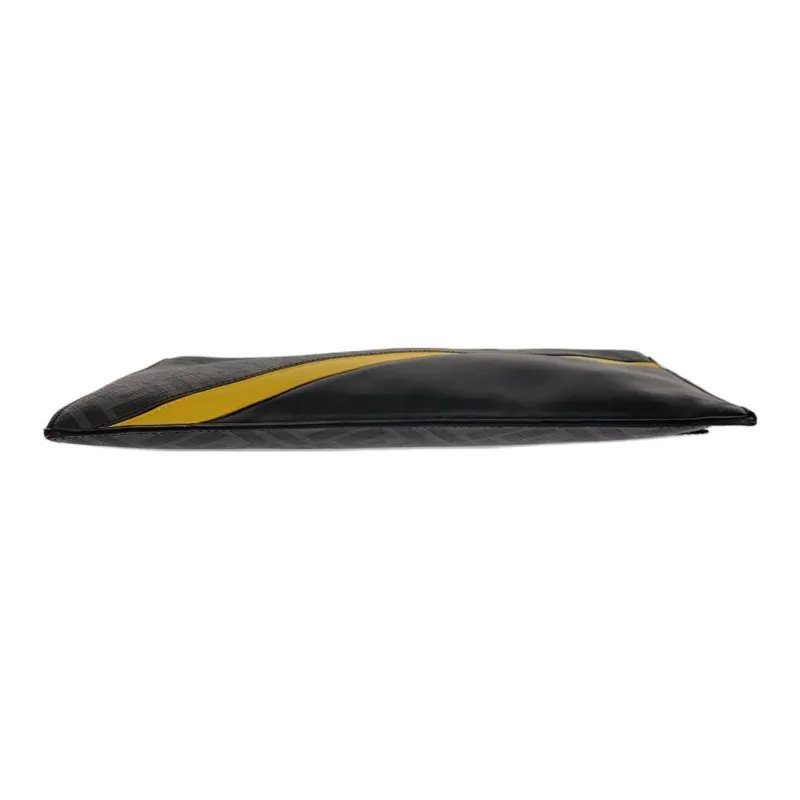 FENDI PVC Clutch Men's Black Yellow-3
