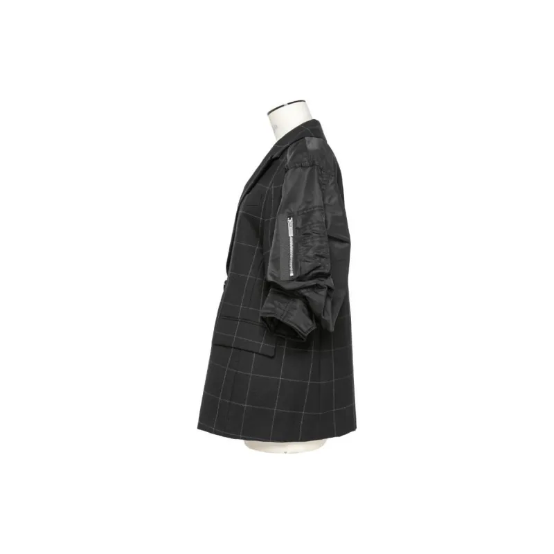 Sacai Windowpane Double Breasted Checked Blazer-2