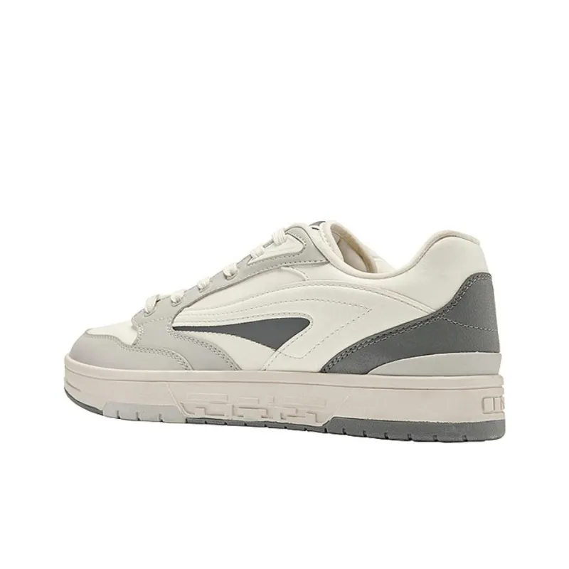 QIAODAN Anti Slip Wear Resistant Low Top Skateboard Shoes Men's Beige Gray-3