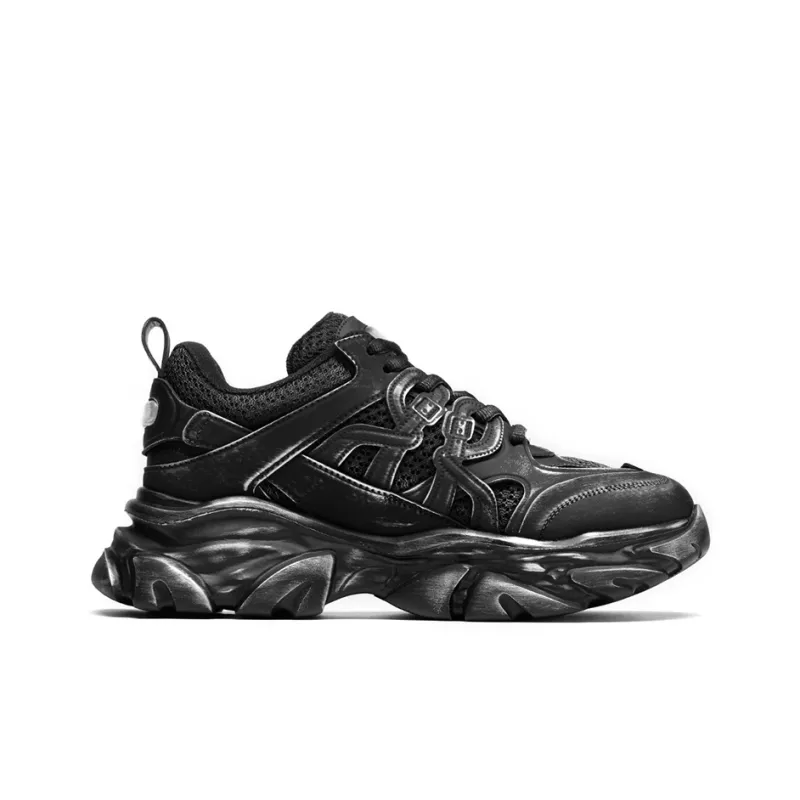 ROBERTA DI CAMERINO Height Increasing Wear Resistant Slip Resistant Low Top Chunky Sneakers Men's Black Gray Color-1