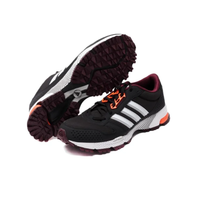 Adidas Marathon 10 Anti Slip Wear Resistant Low Top Running Shoes Men's Black-4