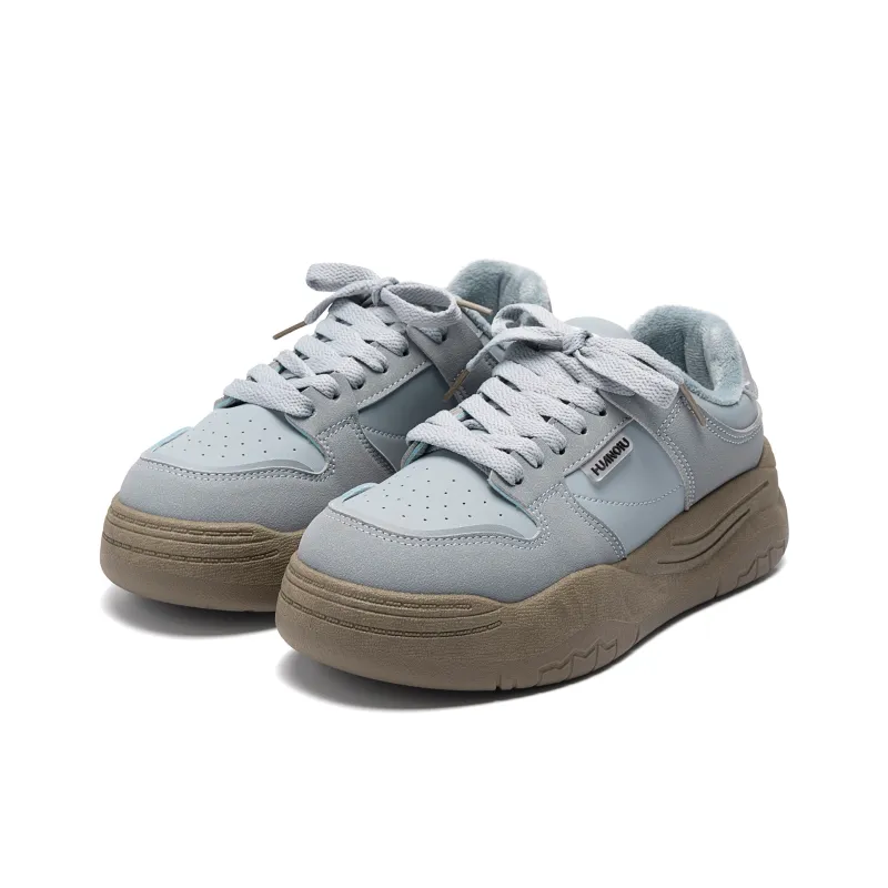 HUANQIU Height Increasing Thermal Low Top Skateboard Shoes Women's Blue-2
